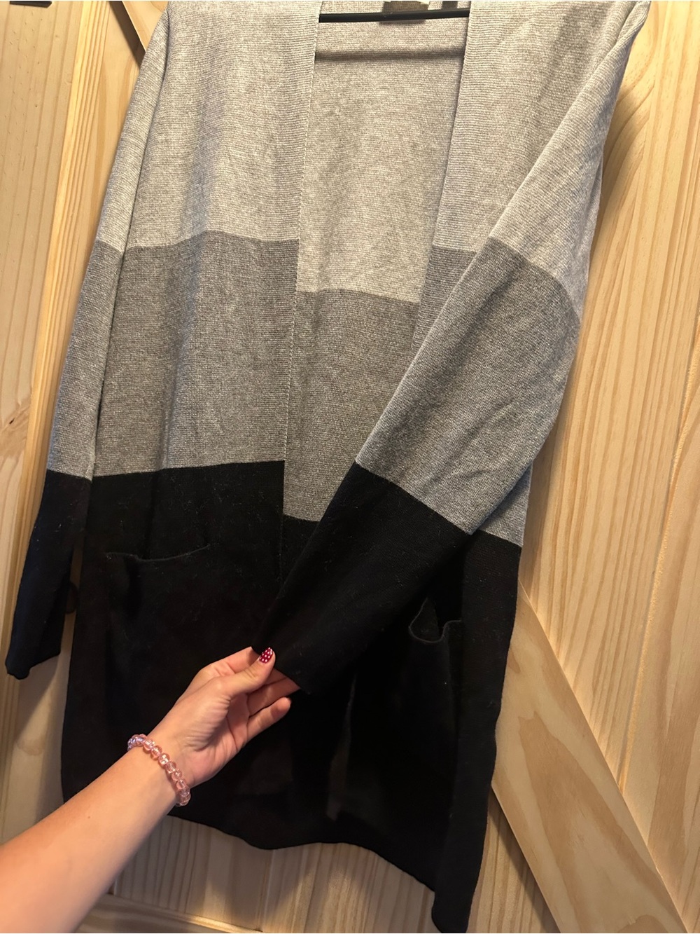 Cyrus Gray & Black Colorblock Open Cardigan